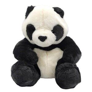 Aurora Realistic Panda Bear Plush Black White 12.5" Sitting Stuffed A&A VTG